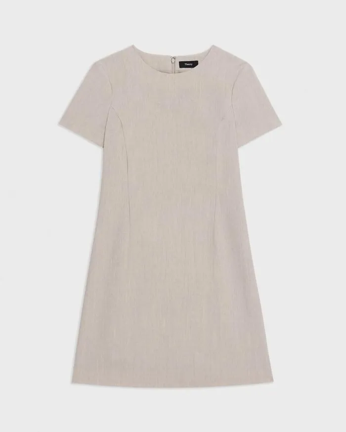 Theory Sheath Dress In Good Wool Sand Melange Women Dresses