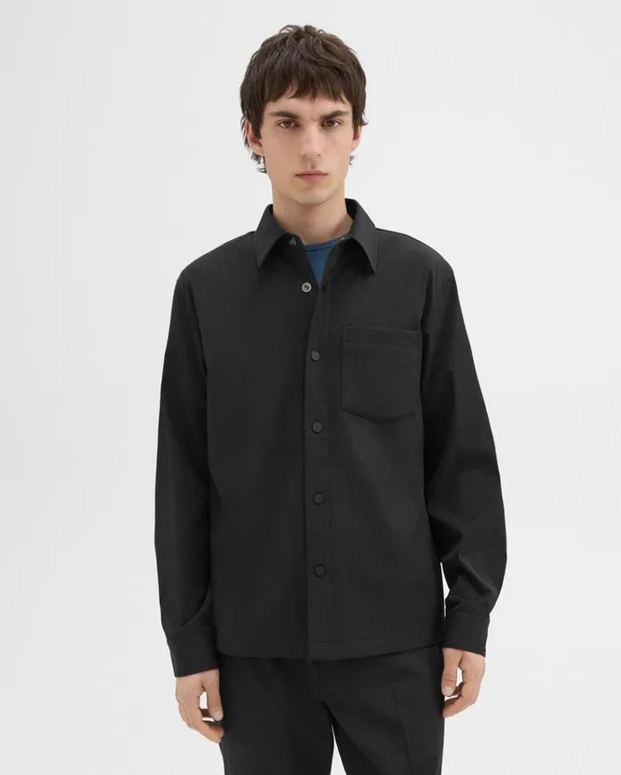 Theory Shirt Jacket In Neoteric Black Men Outerwear