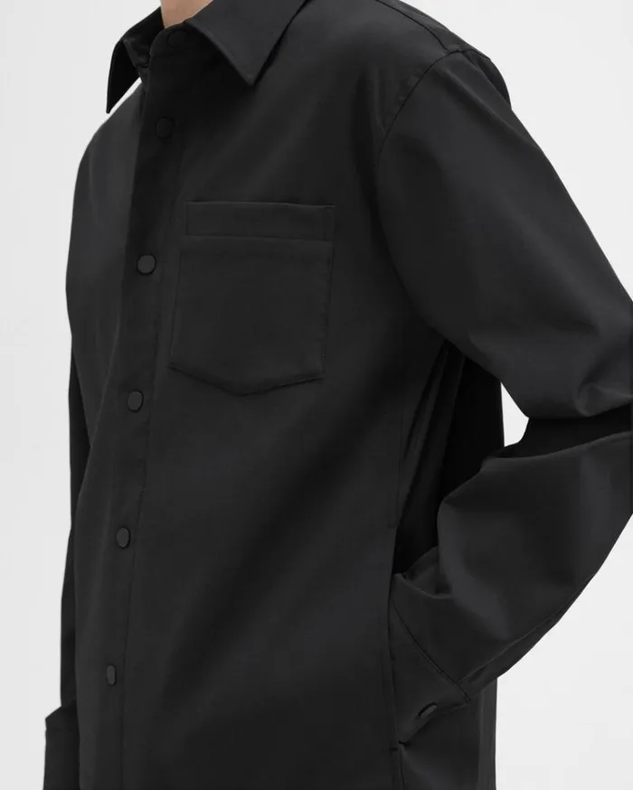 Theory Shirt Jacket In Neoteric Black Men Outerwear Theory Shirt Jacket In Neoteric Black Men Outerwear