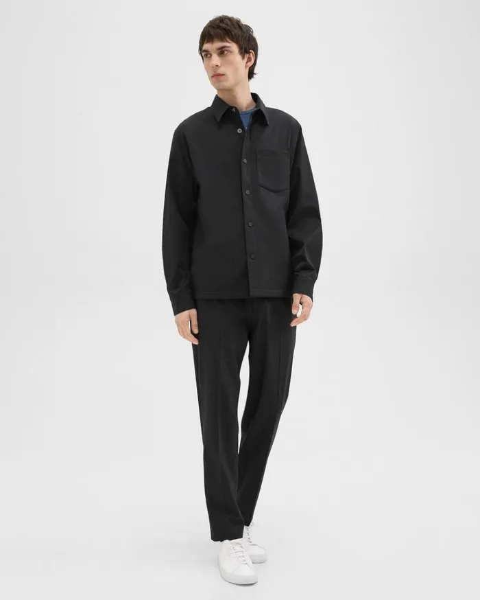 Theory Shirt Jacket In Neoteric Black Men Outerwear Theory Shirt Jacket In Neoteric Black Men Outerwear