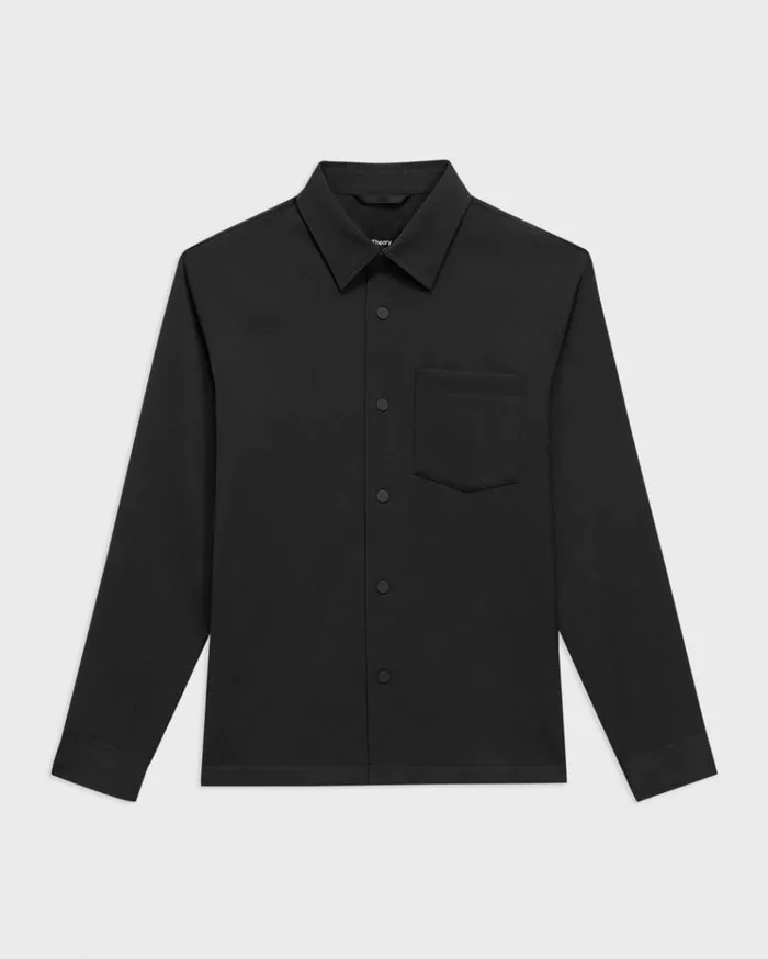 Theory Shirt Jacket In Neoteric Black Men Outerwear Theory Shirt Jacket In Neoteric Black Men Outerwear