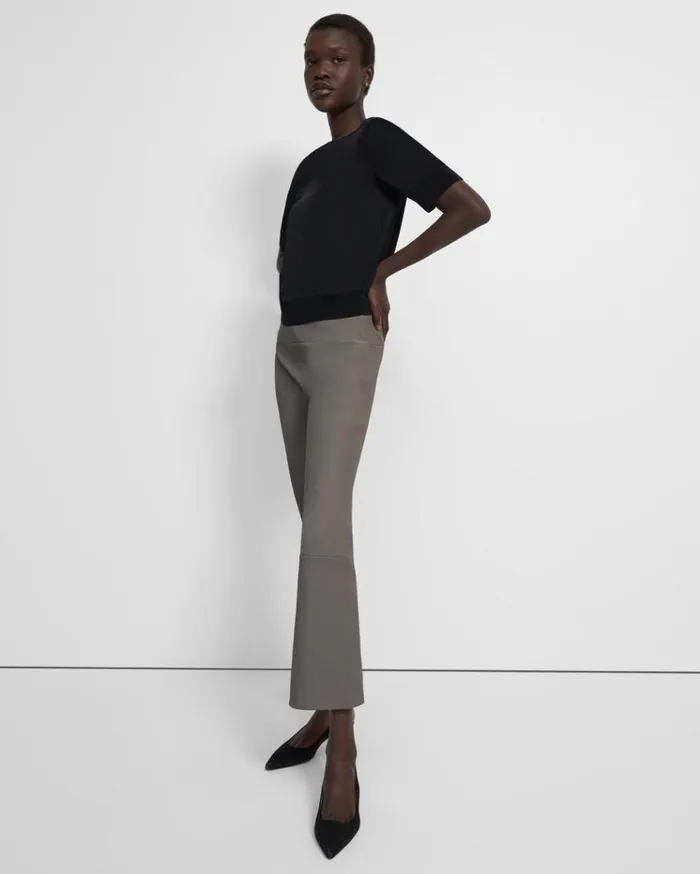 Theory Shrunken ShortSleeve Top In Silk Black Women Tops Theory Shrunken ShortSleeve Top In Silk Black Women Tops
