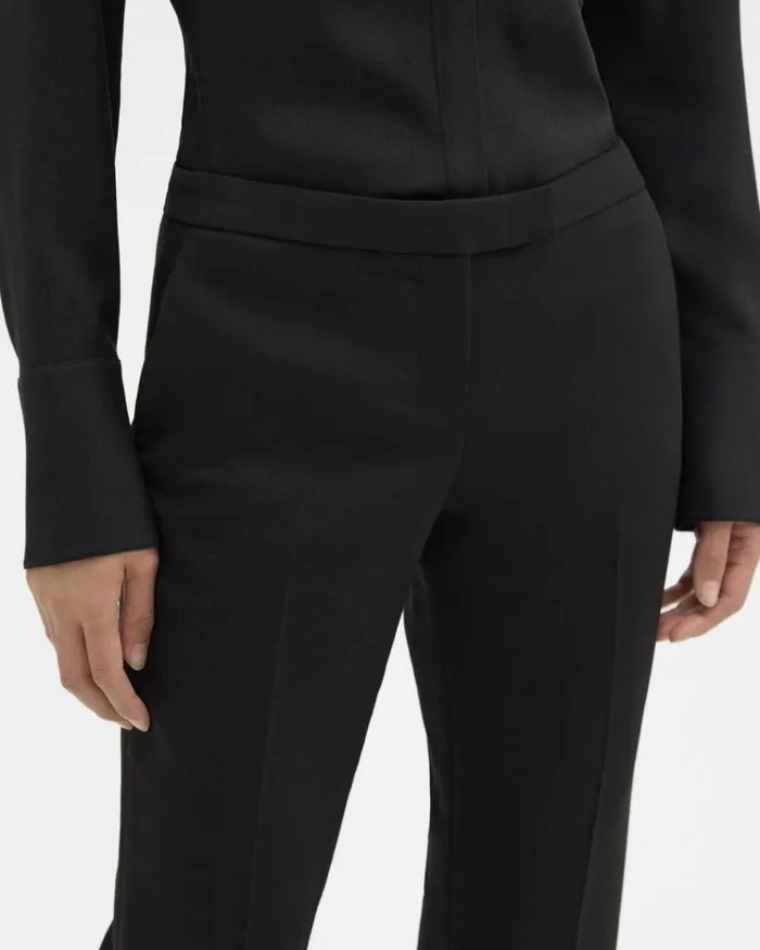 Theory Slim LowRise Pant In Double Weave Black Women Pants