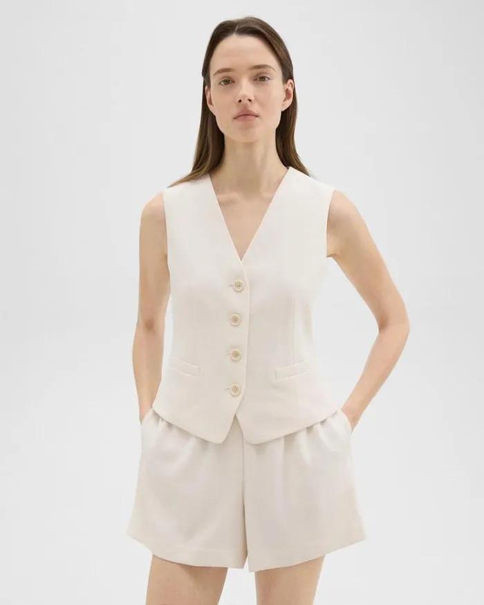 Theory Slim Vest In Striped Admiral Crepe Rice Women Tops