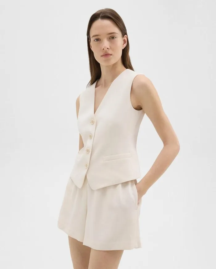 Theory Slim Vest In Striped Admiral Crepe Rice Women Tops