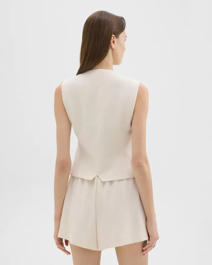 Theory Slim Vest In Striped Admiral Crepe Rice Women Tops