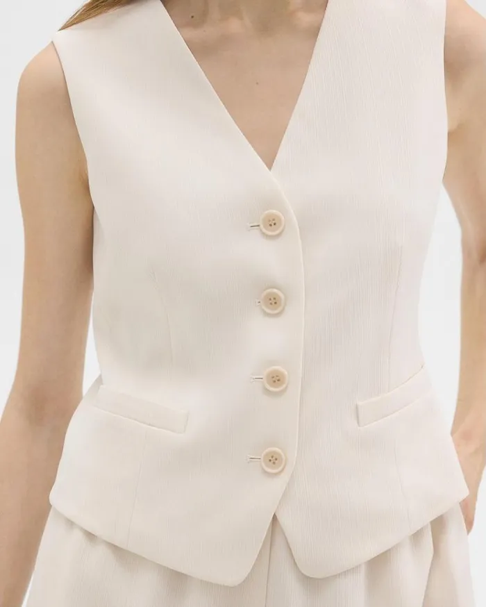 Theory Slim Vest In Striped Admiral Crepe Rice Women Tops