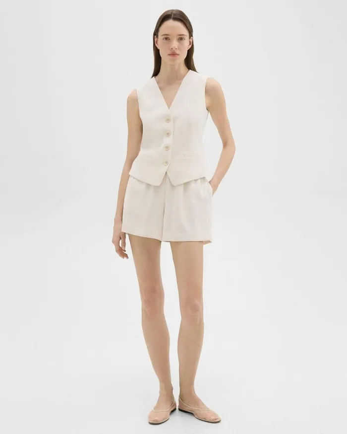 Theory Slim Vest In Striped Admiral Crepe Rice Women Tops
