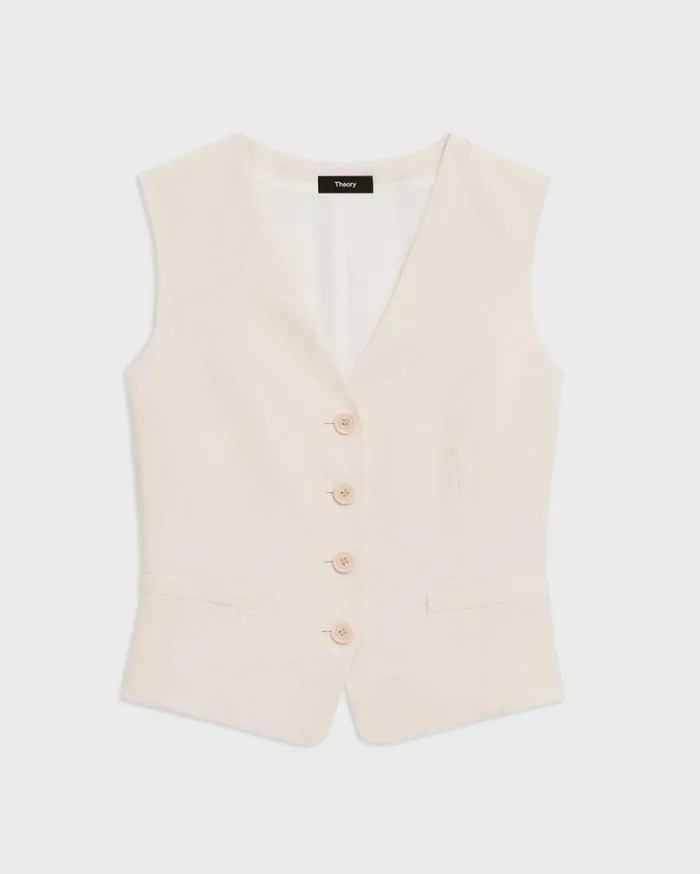Theory Slim Vest In Striped Admiral Crepe Rice Women Tops
