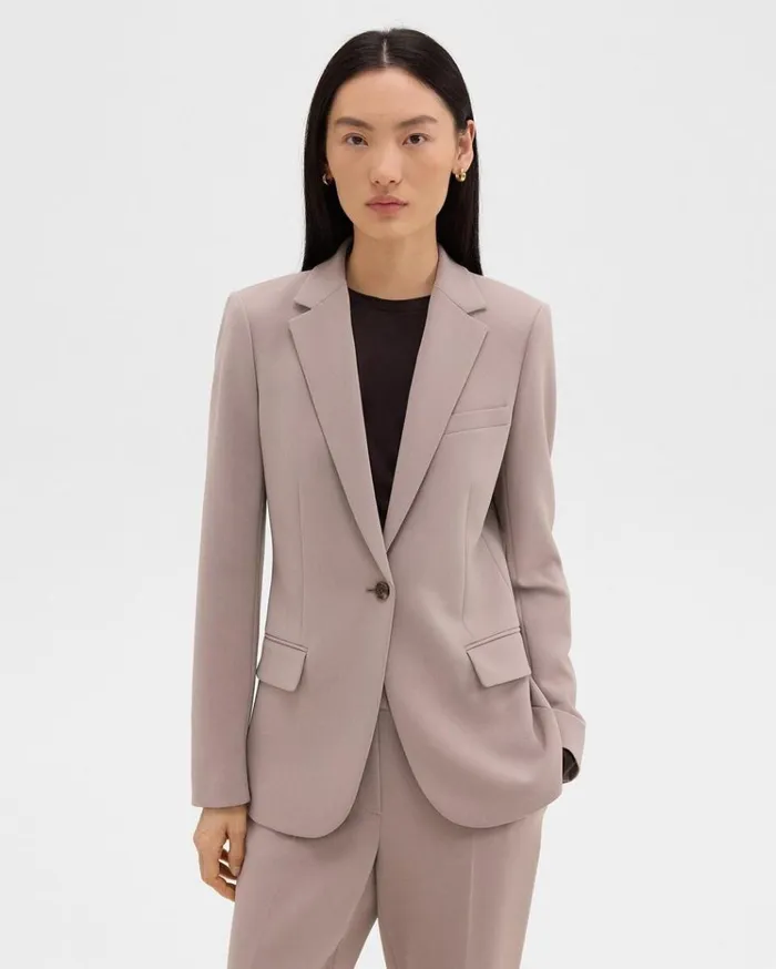 Theory Staple Blazer In Admiral Crepe Cinder Women Suits
