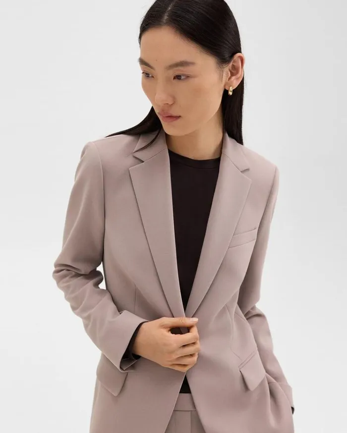 Theory Staple Blazer In Admiral Crepe Cinder Women Suits