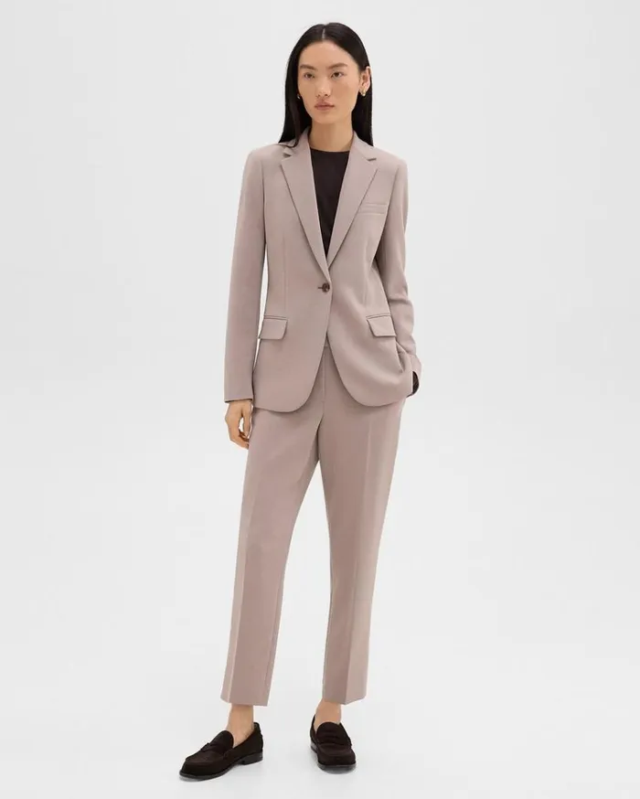 Theory Staple Blazer In Admiral Crepe Cinder Women Suits