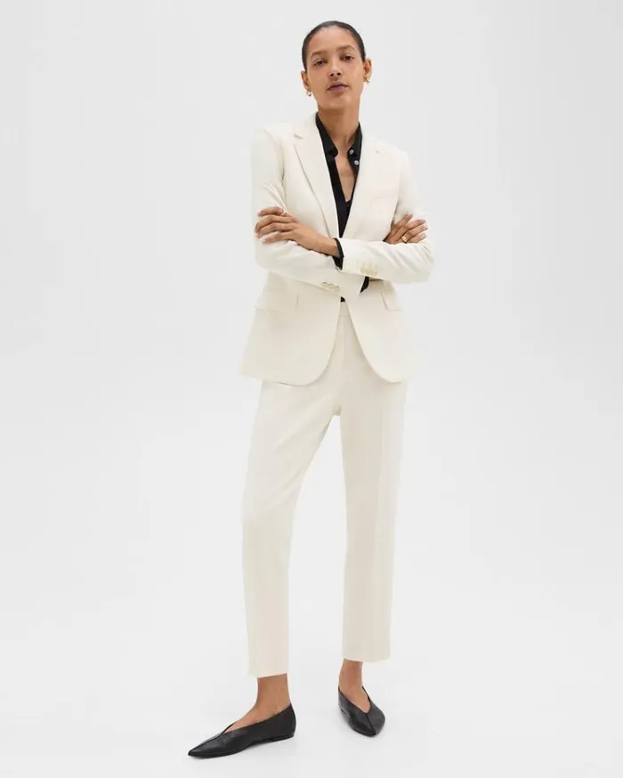 Theory Staple Blazer In Admiral Crepe Rice Women Suits
