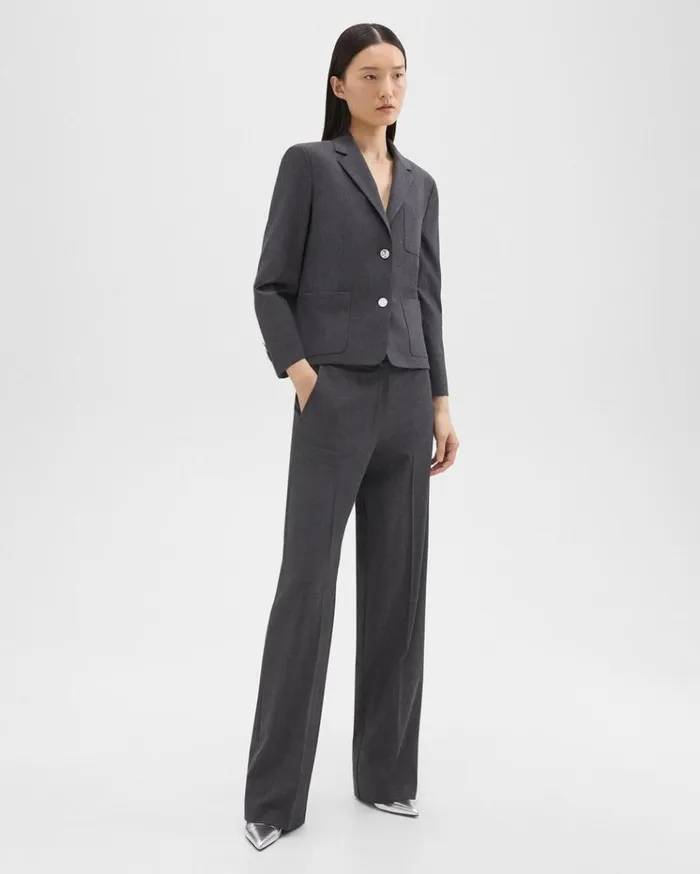 Theory StraightLeg Pant In Good Wool Charcoal Melange Women Pants