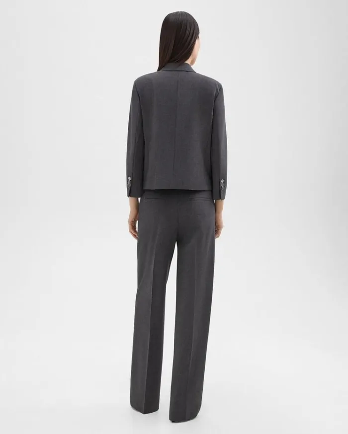 Theory StraightLeg Pant In Good Wool Charcoal Melange Women Pants