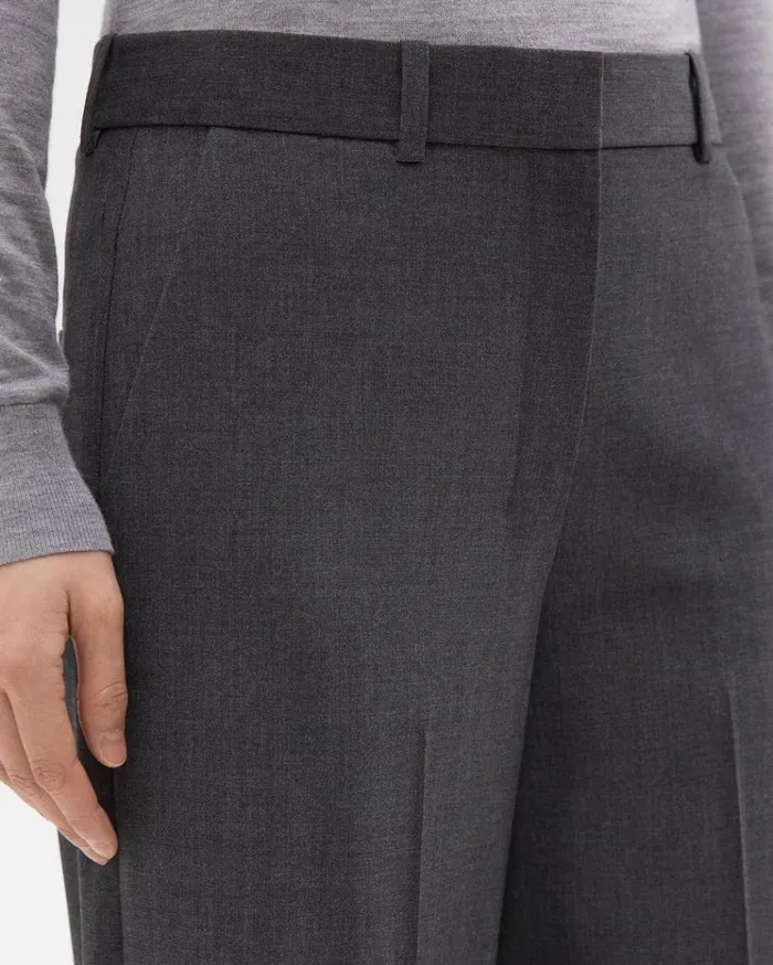 Theory StraightLeg Pant In Good Wool Charcoal Melange Women Pants