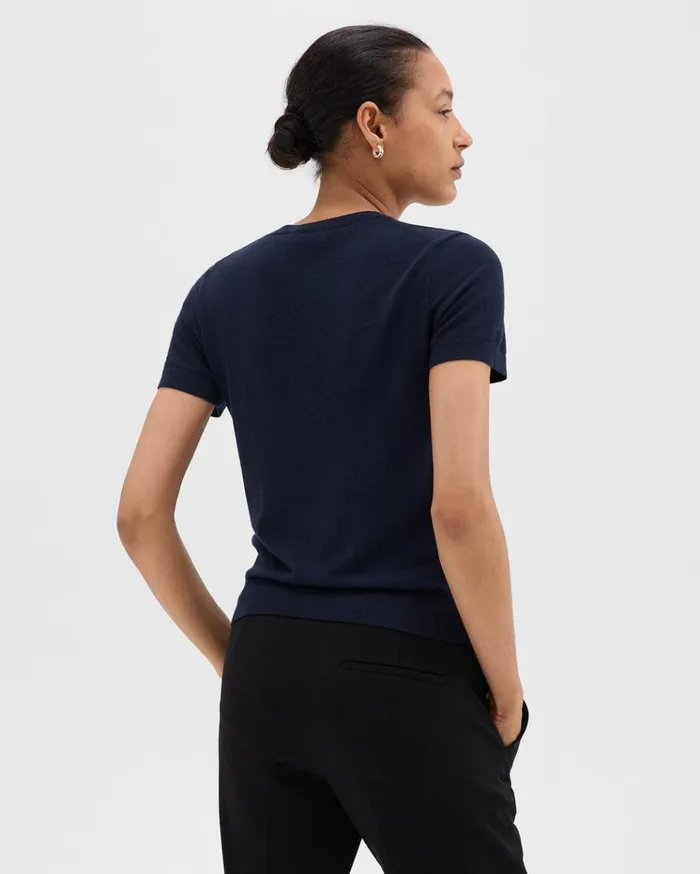 Theory Sweater Tee In Regal Wool Deep Navy Women TShirts Tank Tops