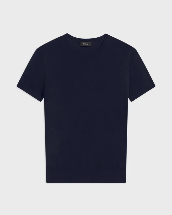 Theory Sweater Tee In Regal Wool Deep Navy Women TShirts Tank Tops