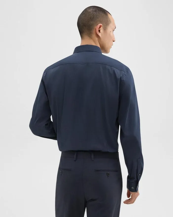 Theory Sylvain Shirt In Good Cotton Eclipse Men Shirts