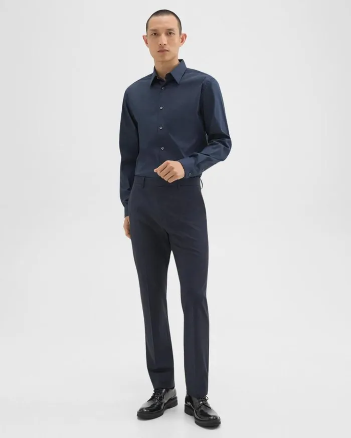 Theory Sylvain Shirt In Good Cotton Eclipse Men Shirts