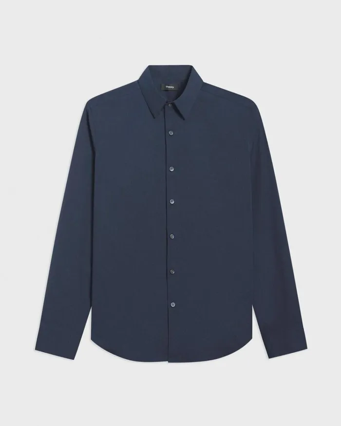 Theory Sylvain Shirt In Good Cotton Eclipse Men Shirts