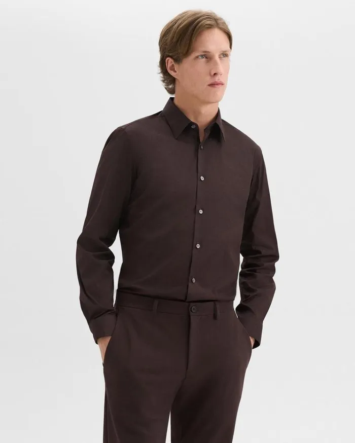 Theory Sylvain Shirt In Good Cotton Hickory Men Shirts