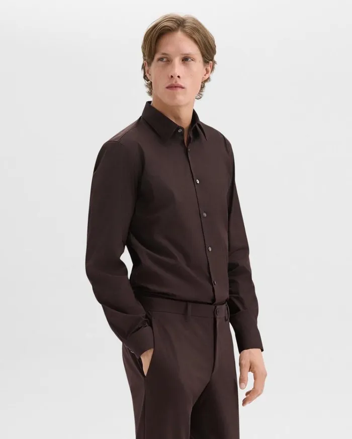 Theory Sylvain Shirt In Good Cotton Hickory Men Shirts