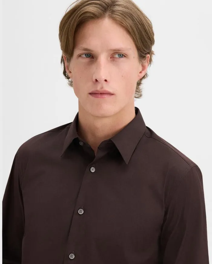 Theory Sylvain Shirt In Good Cotton Hickory Men Shirts