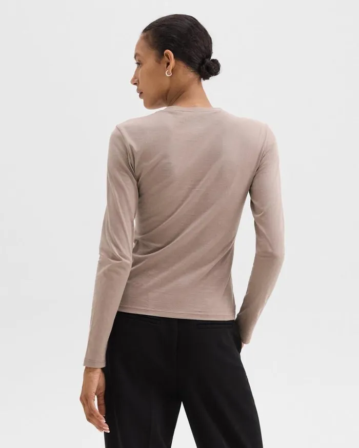 Theory Tiny LongSleeve Tee In Organic Cotton Cinder Women TShirts Tank Tops Theory Tiny LongSleeve Tee In Organic Cotton Cinder Women TShirts Tank Tops