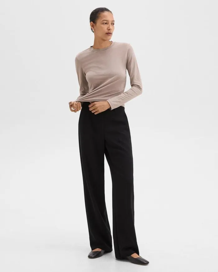 Theory Tiny LongSleeve Tee In Organic Cotton Cinder Women TShirts Tank Tops Theory Tiny LongSleeve Tee In Organic Cotton Cinder Women TShirts Tank Tops