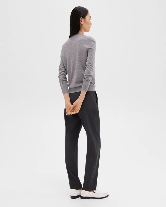 Theory Treeca Full Length Pant In Good Wool Charcoal Melange Women Pants