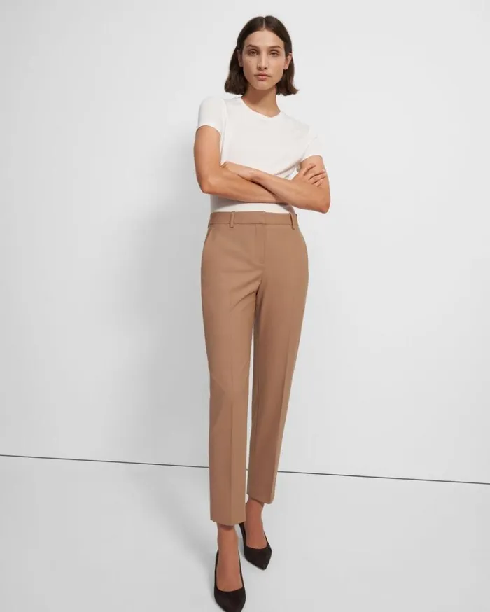 Theory Treeca Pant In Good Wool Camel Women Pants
