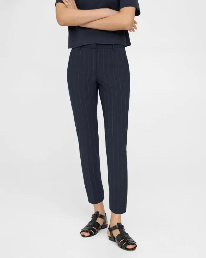 Theory Treeca Pant In Good Wool Deep Navy Women Pants