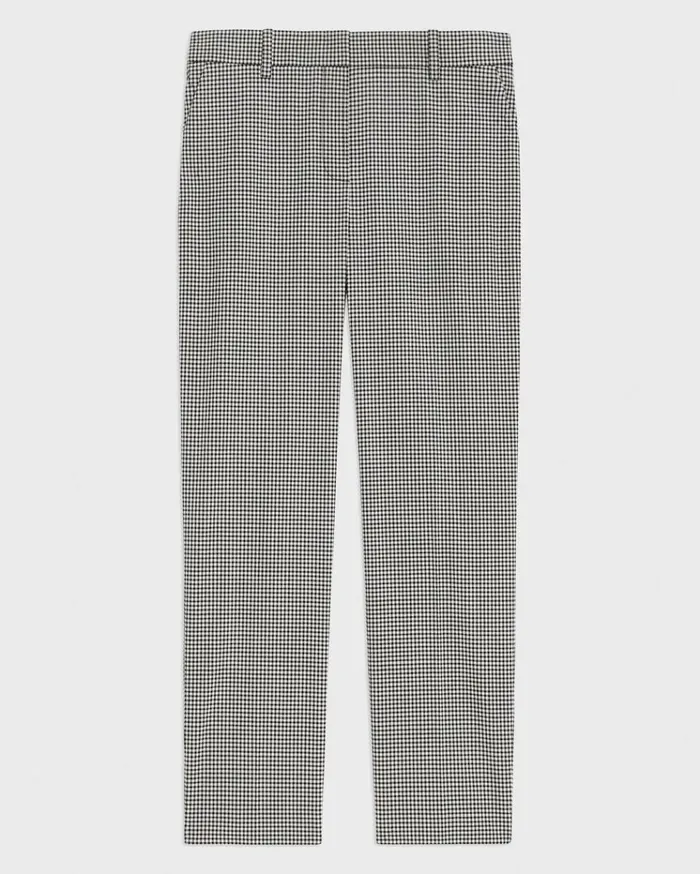 Theory Treeca Pant In Plaid Stretch Wool Black Multi Women Pants