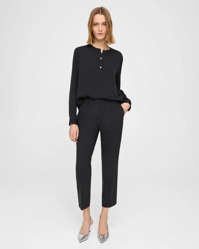 Theory Treeca Pant In Stretch Wool Black Women Pants