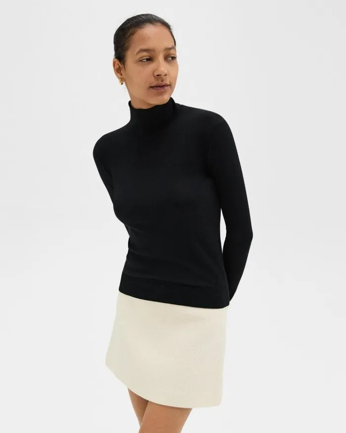 Theory Turtleneck Sweater In Regal Wool Black Women Sweaters Cardigans