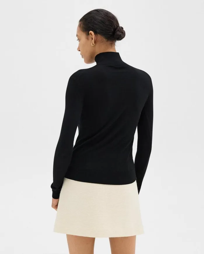 Theory Turtleneck Sweater In Regal Wool Black Women Sweaters Cardigans