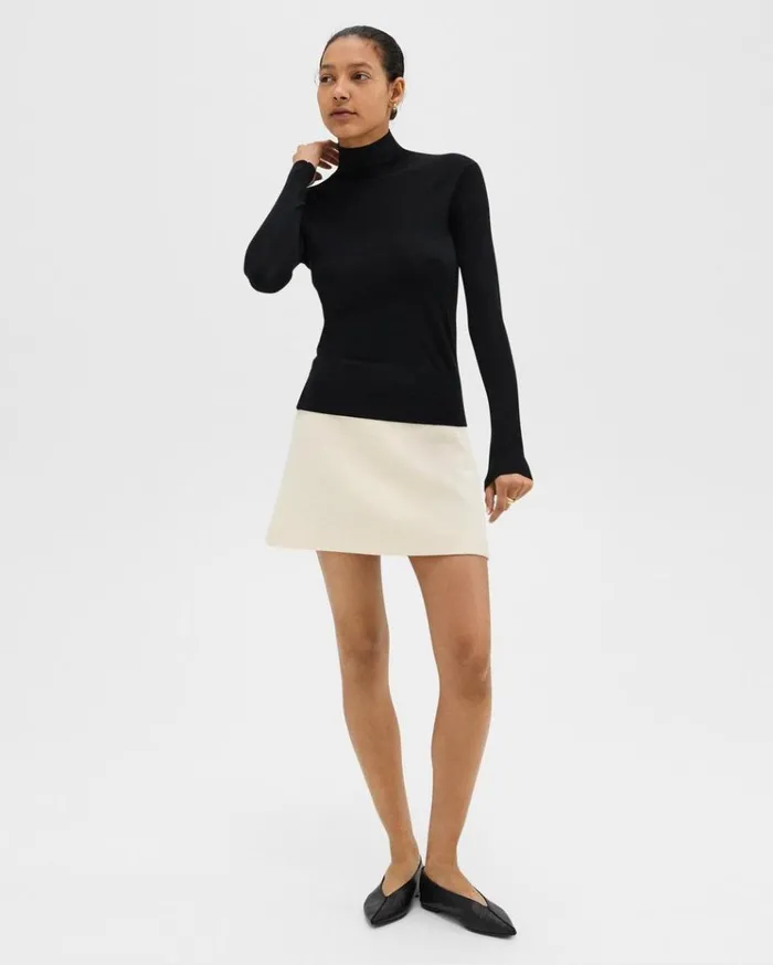 Theory Turtleneck Sweater In Regal Wool Black Women Sweaters Cardigans