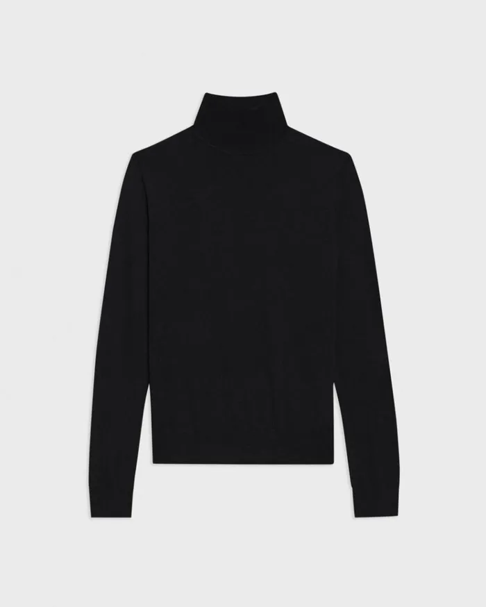 Theory Turtleneck Sweater In Regal Wool Black Women Sweaters Cardigans