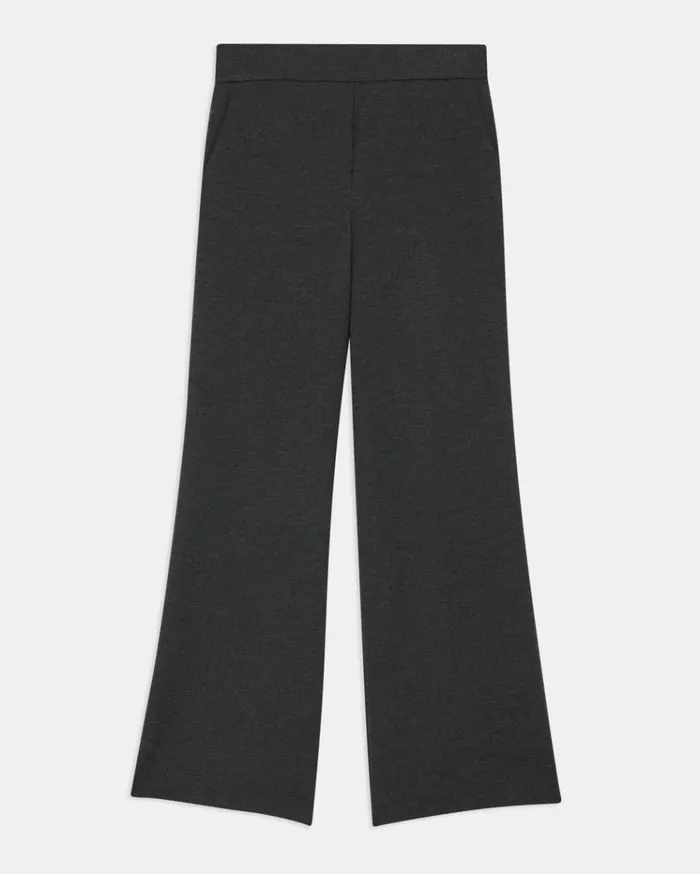 Theory WideLeg Pant In DoubleKnit Jersey Charcoal Melangeoatmeal Women Pants Theory WideLeg Pant In DoubleKnit Jersey Charcoal Melangeoatmeal Women Pants