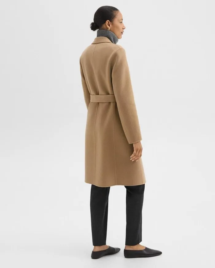 Theory Wrap Coat In DoubleFace WoolCashmere New Camel Women Outerwear