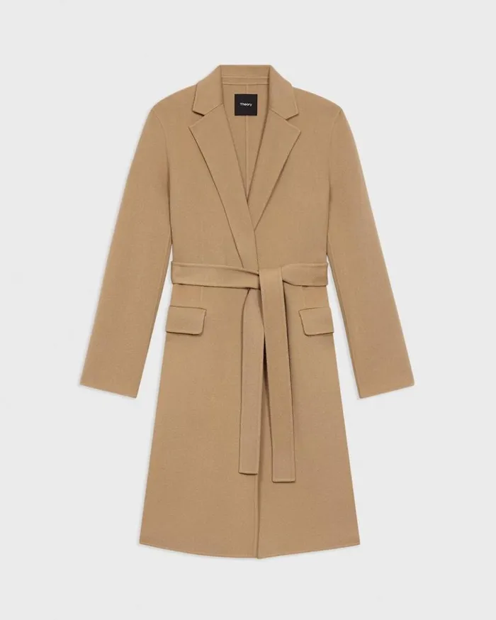 Theory Wrap Coat In DoubleFace WoolCashmere New Camel Women Outerwear