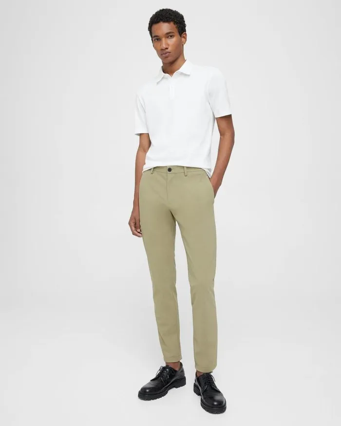 Theory Zaine Pant In Precision Ponte Light Olive Men Suits