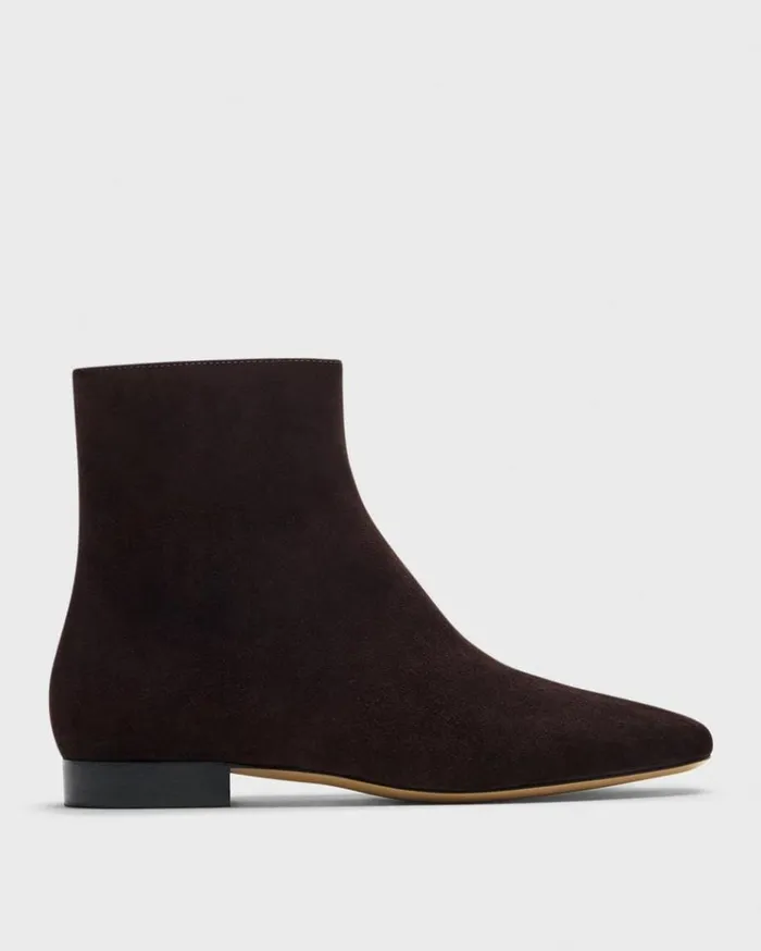 Theory Zip Bootie In Suede Hickory Women Shoes