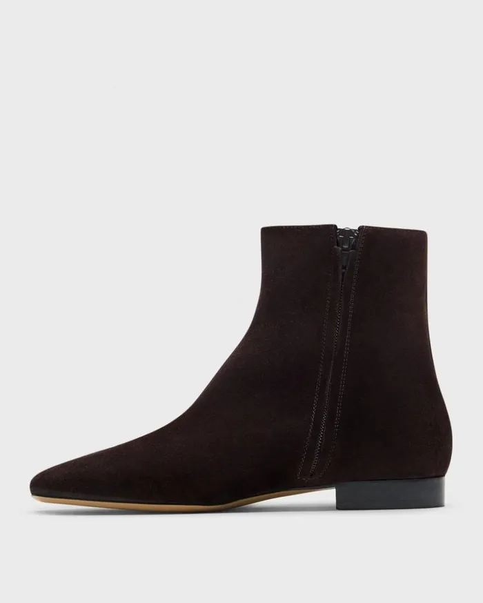 Theory Zip Bootie In Suede Hickory Women Shoes