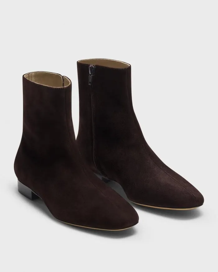 Theory Zip Bootie In Suede Hickory Women Shoes
