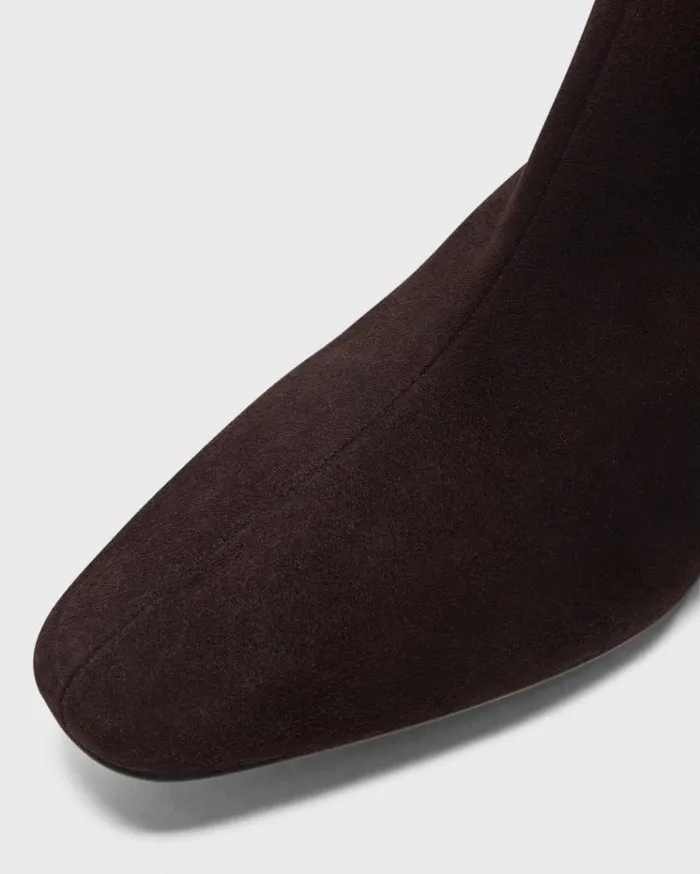 Theory Zip Bootie In Suede Hickory Women Shoes