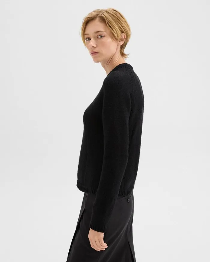 Theory ZipUp Cardigan In Felted WoolCashmere Black Women Sweaters Cardigans