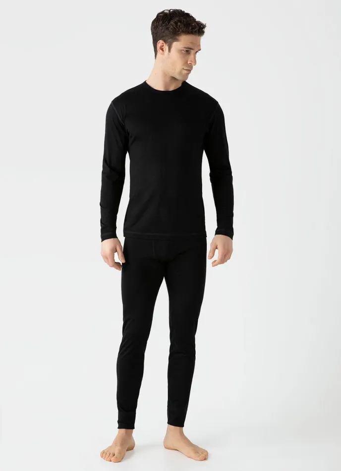 Thermal Merino Long Johns Black Men SUNSPEL Activewear