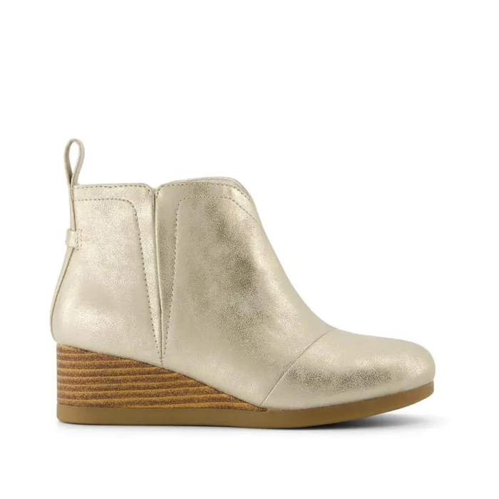 Toms Boots and Booties Clare Kids Wedge Boot Light Gold Metallic Pu 8211 Kids